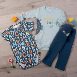 K-Baby Pontok dl. ujjú, body, rövid ujjú, melegítőnadrág, 3D szett K-Baby - Letters, kék Velikost koj. oblečení: 86 (12-18m)