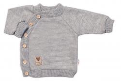 Baby Nellys Gyermek kötött pulóver gombokkal, cipzárral. oldalt, Handmade Baby Nellys, szürke Velikost koj. oblečení: 80/86 (12-18m)