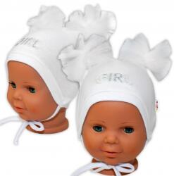 Baby Nellys Baba Nellys pamut megköthető sapka tutu masnikkal - fehér Velikost koj. oblečení: 80/86 (12-18m)