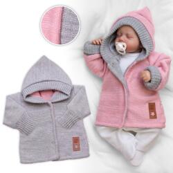 Baby Nellys Növekvő kifordítható kapucnis kézzel készített, rózsaszín-szürke Velikost koj. oblečení: 80/86 (12-18m)
