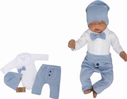 Z&Z 4 részes Elegant Boy szett, body, nadrág, csokornyakkendő és sapka, kék/fehér Velikost koj. oblečení: 56 (1-2m)
