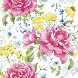 POL-MAK Rózsa Field Flowers szalvéta 20 db-os 33x33 cm PKK057142 (PKK057142)