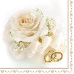 POL-MAK Esküvő Rings & White Rose szalvéta 20 db-os 33x33 cm PKK026964 (PKK026964)