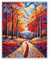  Őszi Absztrakt Erdő Útvonal - számfestő készlet