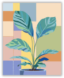  Színes Nagylevelű Növény - számfestő készlet