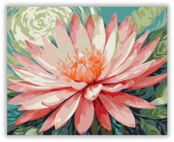  Rózsaszín Lótusz és Zöld Textúrák - számfestő készlet