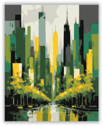  Városi Sziluett Színes Ecsetvonásokkal - számfestő készlet