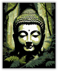  Buddha Fej és Páfrányok Zen Kertben - számfestő készlet