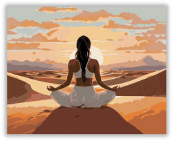  Meditáló Nő Homokdűnéken Naplementében - számfestő készlet