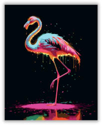  Neon Flamingó és Csillogó Textúrák - számfestő készlet