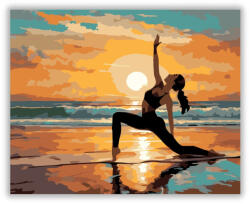  Jóga Napüdvözlet Tengerparti Napkeltekor - számfestő készlet