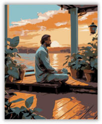  Férfi Jóga Pózban Naplementében - számfestő készlet