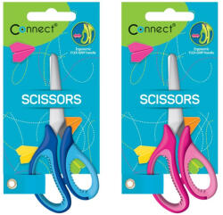 Connect Olló 13cm, iskolai Connect, gumírozott fogóval, műanyag élvédővel, mérőskálával - toptoner