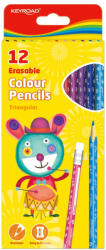 Keyroad Színes ceruza készlet radíros, háromszögletű Keyroad Erasable 12 klf. szín - toptoner