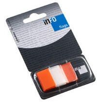 Info Notes Jelölőcímke 25x43mm, 50lap, műanyag, Info Notes Info Flags transzparens narancs - toptoner