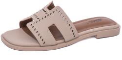 PASS Collection Papuci damă bej piele naturală Pass Collection 7QXS60029A 52-N, perforații decorative, slip-on