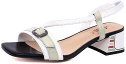 PASS Collection Sandale damă casual-elegant Pass H3DL60013A J9-N albe kaki cu toc gros