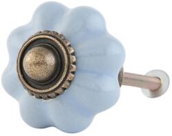Clayre & Eef Buton mobila din fier maro si ceramica albastra 3 cm (63504)