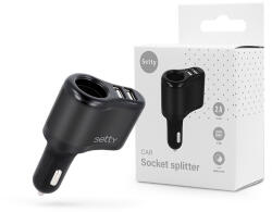 Setty RGS-01 autós töltő adapter 10W 2xUSB + szivargyújtó aljzattal - fekete