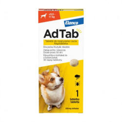 Elanco 4db-tól : AdTab rágótabletta közepes testű kutyáknak (>5, 5-11kg) 225mg , 1db tabletta