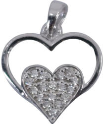 Flippy Pandantiv, Jolie Silver, Argint 925, Model Inima in Inima, Pietre Zirconiu, 20 x 15 mm, 1.2 g (teo-06690)
