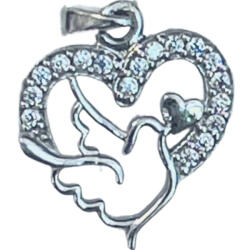 Flippy Pandantiv, Jolie Silver, Argint 925, Model Inima cu Porumbel, 20 x 15 mm, 1.5 g (teo-06024)