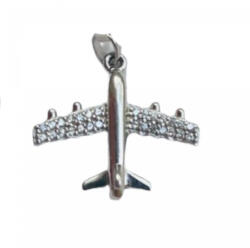 Flippy Pandantiv, Jolie Silver, Argint 925, Model Avion Cu Zirconii, 1.7 G, 2x2 Cm (teo-09223)