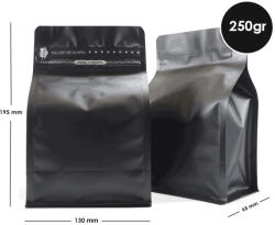  Pungă Pentru Cafea Box Bottom 250gr Zip Fără Supapă Neagră 100 Buc