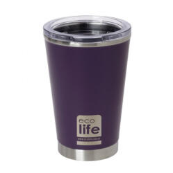 Ecolife Pahar Termos Mov - Cu Capac Transparent 370ml