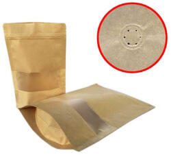  Geanta Doy Pack cu supapa 16x27cm - Kraft cu fereastră - Set 100 buc
