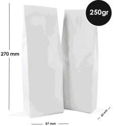  Pungă Pentru Cafea Side Gusset 250gr Cu Supapă Albă 100 Buc