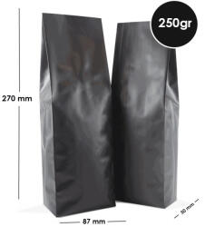  Pungi Pentru Cafea Side Gusset 250gr Fără Supapă Negre 100 Buc