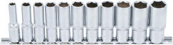 BGS technic Set tubulare hexagon, lungi 10 mm, act. 3/8" 8 - 19 mm, 11 piese, BGS 2222 (B-2222) Set capete bit, chei tubulare