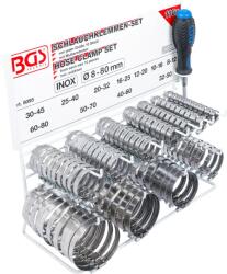 BGS Set coliere din inox pentru furtun cu diametru de la 8-12mm pana la 60-80mm, 111 piese, BGS 8095 (B-8095)