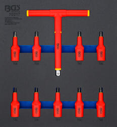 BGS technic Set capete biţi VDE, 12, 5 mm (1/2"), Profil T (pentru Torx) T20 - T55, 10 piese, BGS 70217 (B-70217) Cheie torx