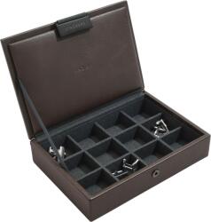 Stackers Cutie pentru butoni manșetă Stackers mini maro cu capac și 12 compartimente (75422)