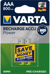  Elem tölthető akku AAA mikro 800 mAH Power 2 db/csomag, Varta
