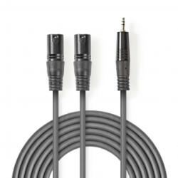 Nedis XLR 3-tűs Dugasz x2, 3.5 mm Dugasz x2, PVC, nikkelezett, szimmetrikus audió kábel, 3m, sötét szürke (COTH15310GY30)