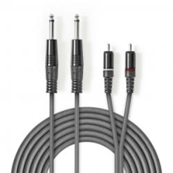 Nedis 6.35 mm Dugasz x2, RCA Dugasz x2, nikkelezett, sztereó audiokábel, 1.5m, sötét szürke (COTH23320GY15)