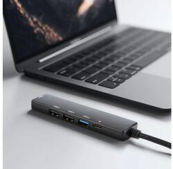 Somogyi Delight Multifunkciós adapter USB Hub-HDMI + Type-C 3.0 3xUSB-A, 1xType-C-5 Gbps 100W fekete 55064 (55064)