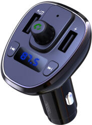 XO Bluetooth FM transmitter, 2xUSB, LED kijelző, 3A, fekete, XO-BCC05
