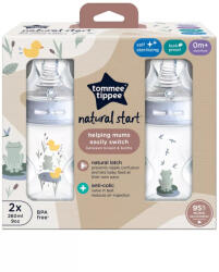 Tommee Tippee Closer To Nature 2*260ml cumisüveg 0+ - kék - babastar