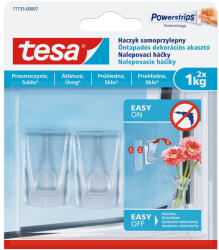 tesa Akasztó öntapadós műanyag, 1 kg teherbírású 2 darab/bliszter Tesa Powerstrips átlátszó - toptoner