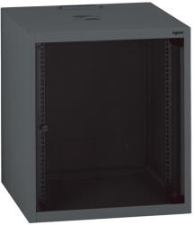 Legrand Rackszekrény - 10" fali kivitel (6U, 362x320x300, antracit, egyrekeszes, üvegajtós, készre szerelt, max: 12 kg) (646230) - securezone