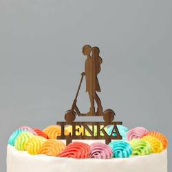 DUBLEZ Tortadísz névvel - Lány rollerrel