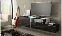 Cama MEBLE Comoda TV Cama Meble Sigma 3 180, MDF-PAL, Negru lucios-Alb (SIGMA3 CZ/CZ+BI)