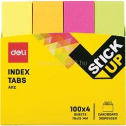 Deli Stick Up 76x19 mm 4x100 lap neon papír jelölőcímke (DEA11202) (DEA11202)