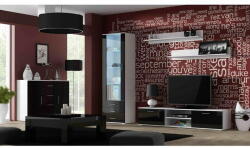 Cama MEBLE Comoda TV Cama Meble Soho 180, Alb-Negru lucios (SOHORTV180BI/CZ)