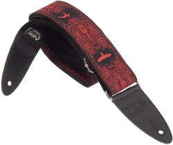 PRS 2" Guitar Strap, Custom Jacquard Birds Fleur, Red