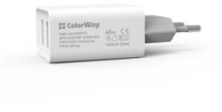 ColorWay USB töltő adapter, 2USB AUTO ID 2.1A (10W) white (CW-CHS015-WT) - aqua